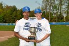 Baseball vs Babson  Wheaton College Baseball players celebrate their victory over Babson to win the NEWMAC Championship for the third year in a row. - (Photo by Keith Nordstrom) : Wheaton, baseball, NEWMAC